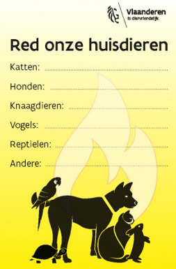 Sticker waarmee je kan aangeven welke huisdieren je hebt zodat hulpverleners zoals de brandweer ze ook kan redden